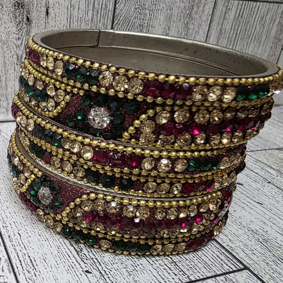 Jewelry - Gold and Multicolor Beaded Bangles